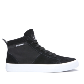 Supra Womens STACKS MID Black/Black/white High Top Shoes | CA-13425